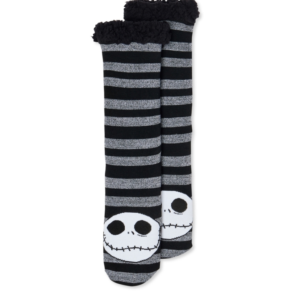 Disney Nightmare Before Christmas Jack Skellington Fuzzy Babba Slipper Socks NWT